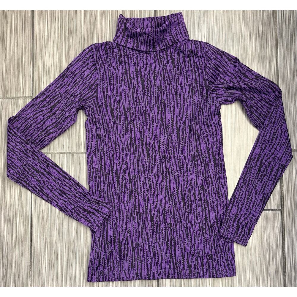 Athleta Flurry Elemental Turtleneck Top Purple Seamless Thumbholes Size XS